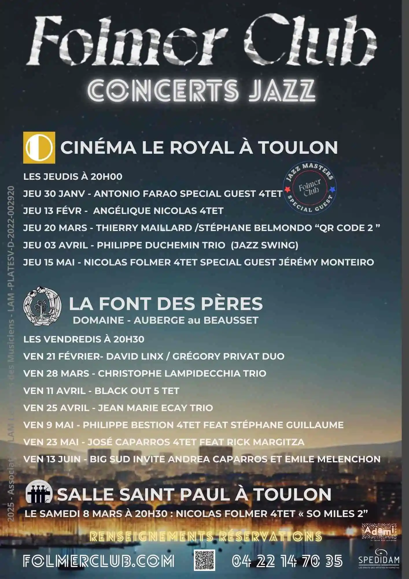 Agenda programmation du Folmer Club 2025 Printemps