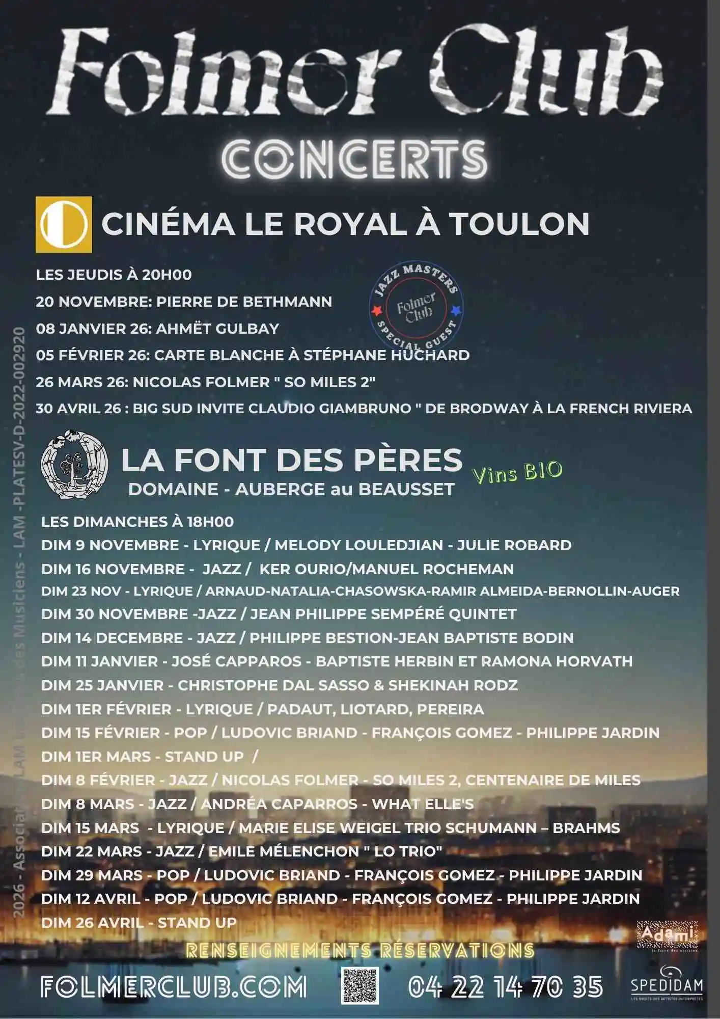 Agenda concerts Folmer Club 2026